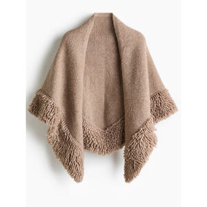 H&M NWT Beige Knit Cape with Fringe